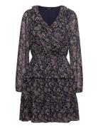 Floral Crinkle Georgette Surplice Dress Lauren Ralph Lauren Navy