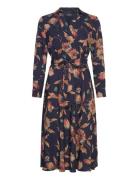 Floral Surplice Crepe Midi Dress Lauren Ralph Lauren Navy