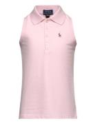 Sleeveless Cotton Mesh Polo Shirt Ralph Lauren Kids Pink