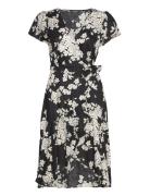 Floral Linen Flutter-Sleeve Wrap Dress Lauren Ralph Lauren Black