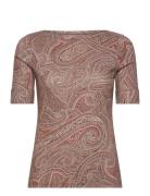 Paisley Stretch Cotton Boatneck Tee Lauren Ralph Lauren Cream