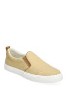 Haddley Leather-Trim Straw Sneaker Lauren Ralph Lauren Beige