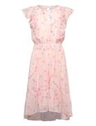 Dress Chiffon Frill Sleeve Aop Lindex Pink