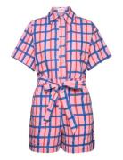 Checked Collar Butt D Short Playsuit Bobo Choses Pink