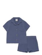 Set Shirt Shorts Gauze Lindex Blue