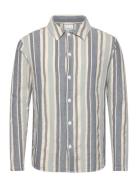 Loose Jacquard Woven Striped Shirt Knowledge Cotton Apparel Blue