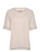 Mmkalu O-Ss Fringe Tee MOS MOSH Beige