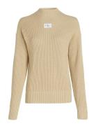 Woven Label Loose Sweater Calvin Klein Jeans Beige