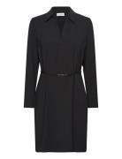 Structure Twill Ls Shirt Dress Calvin Klein Black