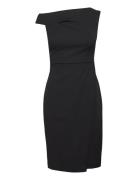 Scuba Crepe Off Shoulder Dress Calvin Klein Black