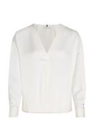 Rwb Stitch V-Neck Ls Blouse Tommy Hilfiger White