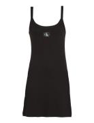 Woven Label Rib Tank Dress Calvin Klein Jeans Black