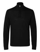 Slhtray Ls Knit Merino Half Zip Noos Selected Homme Black