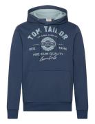 Hoodie With Print Tom Tailor Navy