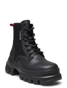 Tjw Chunky Lace Up Boot Mix Mat Tommy Hilfiger Black