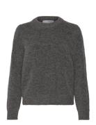 Slfsia Ras Ls Knit O-Neck Noos Selected Femme Grey