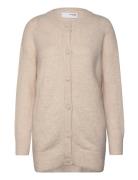 Slfsia Ras Ls Knit Long Cardigan Selected Femme Beige