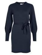 Viava L/S Belt Short Knit Dress Vila Navy