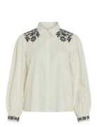 Vicaria L/S Embroidery Shirt/R Vila White