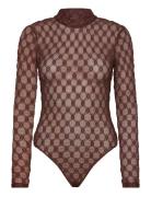 Adoni Backless Mesh Bodysuit Bardot Brown