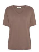 Slcolumbine Loose Fit V-Neck Ss Soaked In Luxury Brown