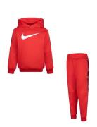 Nike Sportswear Club Poly Pullover Hoodie And Pants Set Nike Red