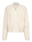 Knitted Jacket With Zip Mango Cream