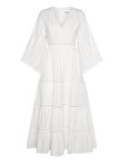 Vanessa Wide Sleeve Embroidered Cotton Maxi Dress Malina White