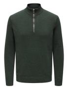 Onsfabian Life Reg 7 Half Zip Knit ONLY & SONS Green