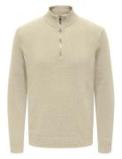 Onsfabian Life Reg 7 Half Zip Knit ONLY & SONS Beige