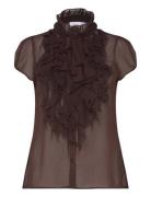 Liljasz Crinkle Ss Shirt Saint Tropez Brown