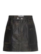 Slfnana Mw Mini Leather Skirt Selected Femme Black