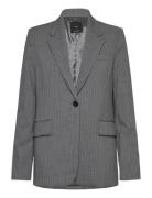 Pinstripe Suit Jacket Mango Grey