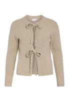 Vifloey L/S O-Neck Short Tie Cardigan/Ka Vila Beige