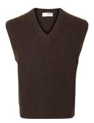 Slhland Sl Knit Relaxed Waistcoat Selected Homme Brown