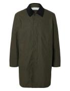 Slhwalter Waxed Cotton Coat Selected Homme Khaki