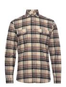 Checked Brushed Shirt L/S Lindbergh Beige