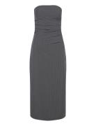 Strapless Pinstripe Dress Mango Grey