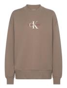 Textured Monologo Crewneck Calvin Klein Jeans Beige