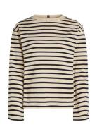 Rlx Gold Btn Stripe C-Nk Ls Tommy Hilfiger Beige