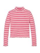 Mock Neck Rib Top Ls Tommy Hilfiger Pink