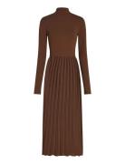 Rib Mix F&F Pleated Dress Ls Tommy Hilfiger Brown