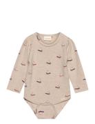 Body Ls Aop Sweat Minymo Beige