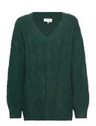 Cable Knit V-Neck Rosemunde Green