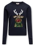 Kogxmas Ls O-Neck Mix Detail Box Knt Kids Only Navy