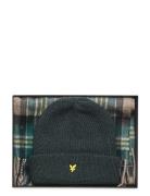 Lambswool Blend Checked Scarf And Beanie Gift Set Lyle & Scott Khaki