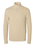 Slhryan Structure Half Zip Selected Homme Beige