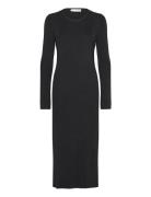 Slfcaro Ls Rib Knit Long Dress Selected Femme Black