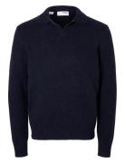 Slhrai Ls Knit Open Polo Selected Homme Navy