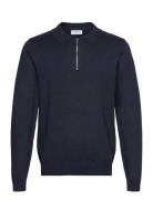 Ecovero L/S Zip Polo Lindbergh Navy